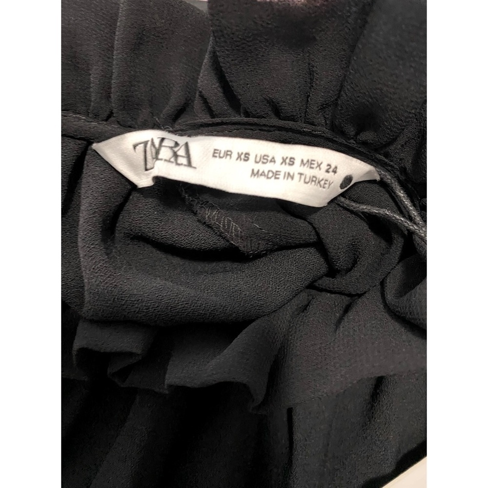 NWT Zara Black Pleated Long Sleeve Dress Size XS LBD - Picture 5 of 6